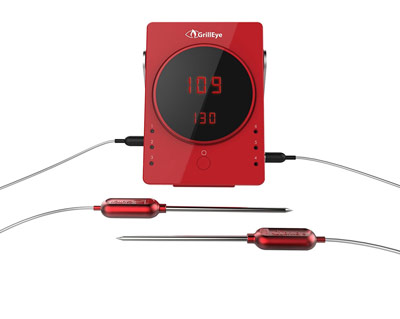 GrillEye Smart Bluetooth Grilling & Smoking Thermometer, Red